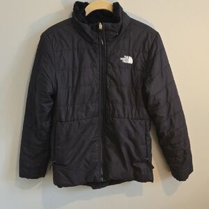 The North Face Kids Black Quilted Reversible Mossbud Jacket Large